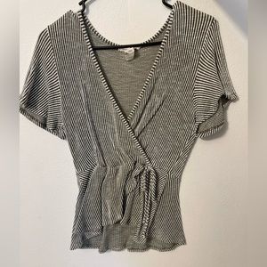 Caution To The Wind Striped Peplum Top size Large